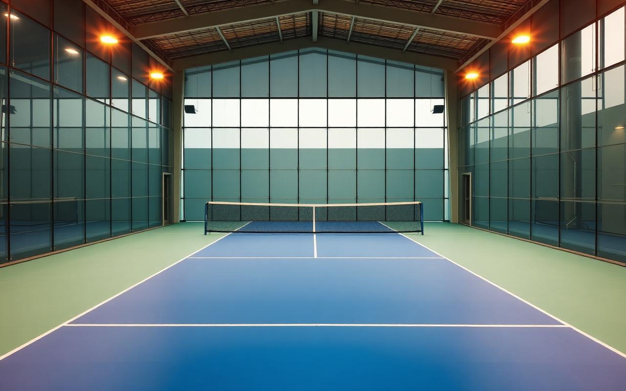 Overdekte padelbaan met glazen wand